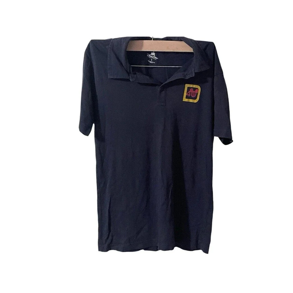 Disney Polo Shirt Blue 40th Anniversary Button Short Sleeve Top Size Small